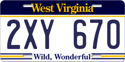 WV license plate 2XY670