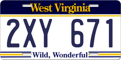 WV license plate 2XY671