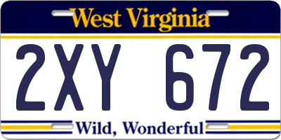 WV license plate 2XY672