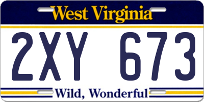 WV license plate 2XY673