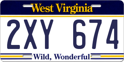 WV license plate 2XY674