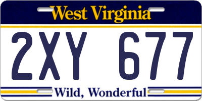 WV license plate 2XY677