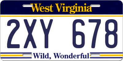 WV license plate 2XY678