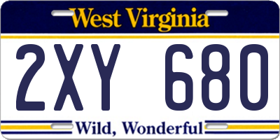 WV license plate 2XY680