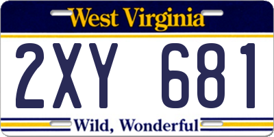 WV license plate 2XY681