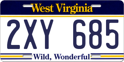 WV license plate 2XY685