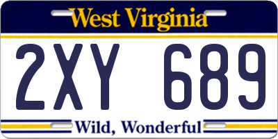 WV license plate 2XY689