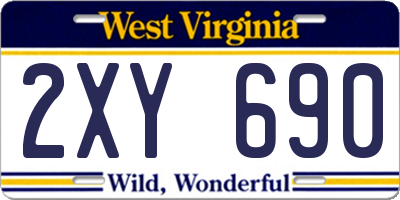 WV license plate 2XY690