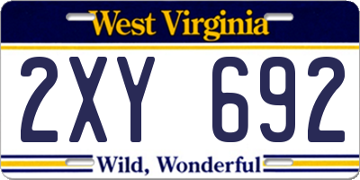 WV license plate 2XY692