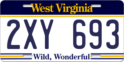 WV license plate 2XY693
