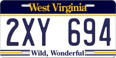 WV license plate 2XY694