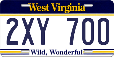 WV license plate 2XY700