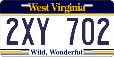 WV license plate 2XY702