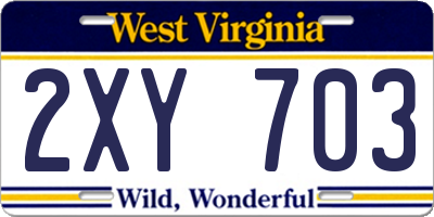 WV license plate 2XY703