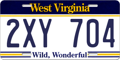 WV license plate 2XY704