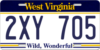 WV license plate 2XY705