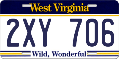WV license plate 2XY706