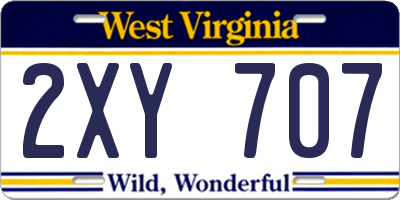 WV license plate 2XY707