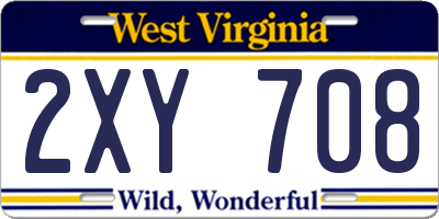 WV license plate 2XY708