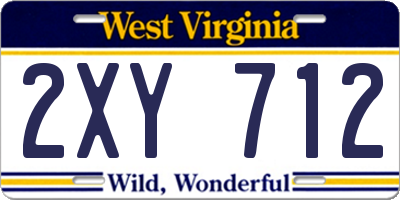 WV license plate 2XY712
