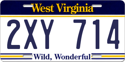 WV license plate 2XY714