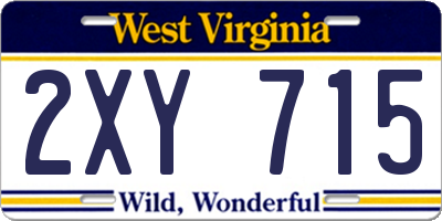 WV license plate 2XY715