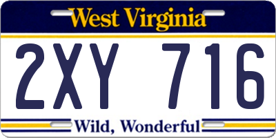 WV license plate 2XY716