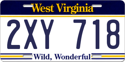 WV license plate 2XY718