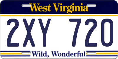 WV license plate 2XY720