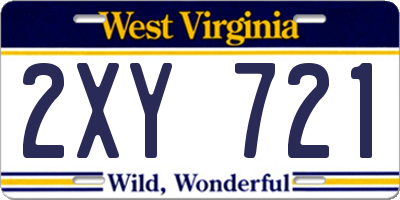 WV license plate 2XY721