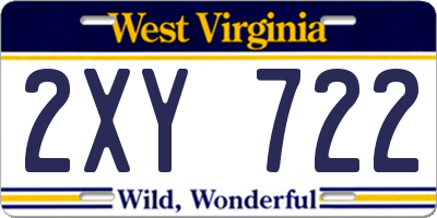 WV license plate 2XY722