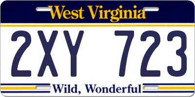 WV license plate 2XY723