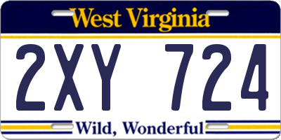 WV license plate 2XY724