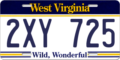 WV license plate 2XY725
