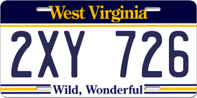 WV license plate 2XY726