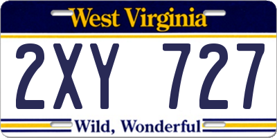 WV license plate 2XY727