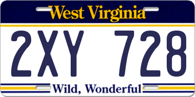 WV license plate 2XY728