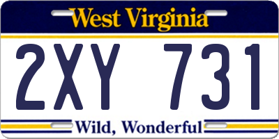 WV license plate 2XY731
