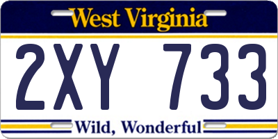 WV license plate 2XY733