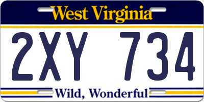 WV license plate 2XY734