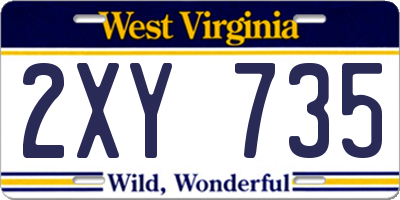 WV license plate 2XY735