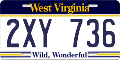 WV license plate 2XY736
