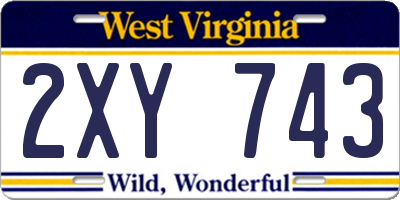 WV license plate 2XY743