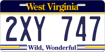 WV license plate 2XY747