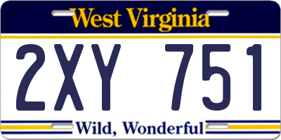 WV license plate 2XY751