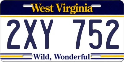 WV license plate 2XY752