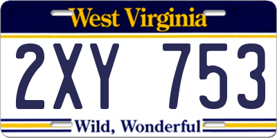 WV license plate 2XY753
