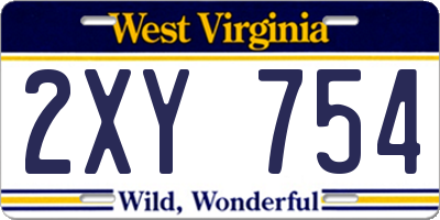 WV license plate 2XY754