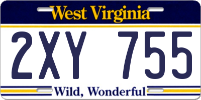 WV license plate 2XY755