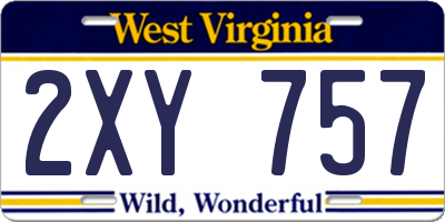 WV license plate 2XY757